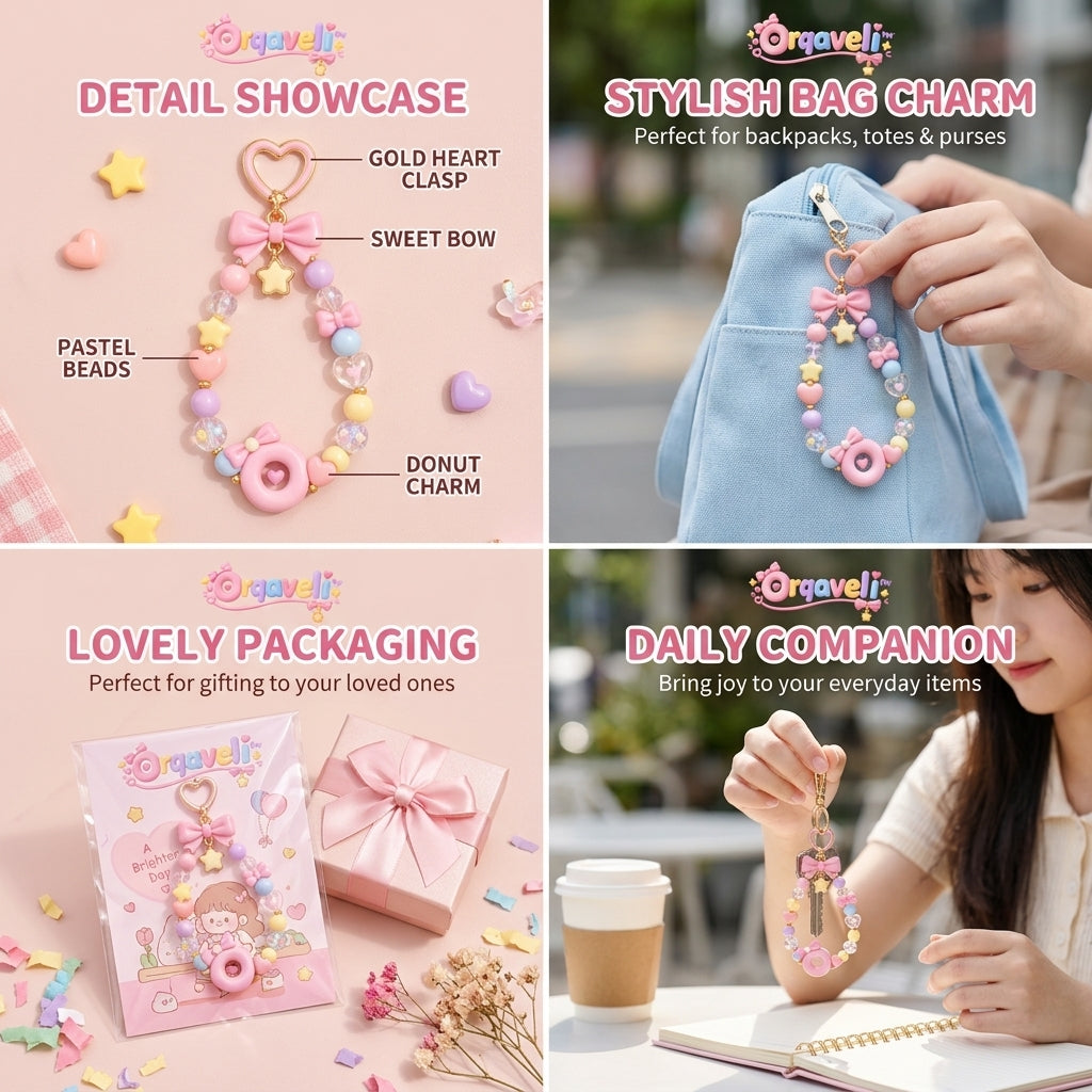 Orqaveli™ Sweet Pastel Beaded Bag Charm &amp; Keychain