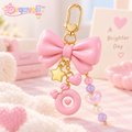 Orqaveli™ Kawaii Pastel Pink 3D Bow &amp; Donut Bag Charm Keychain