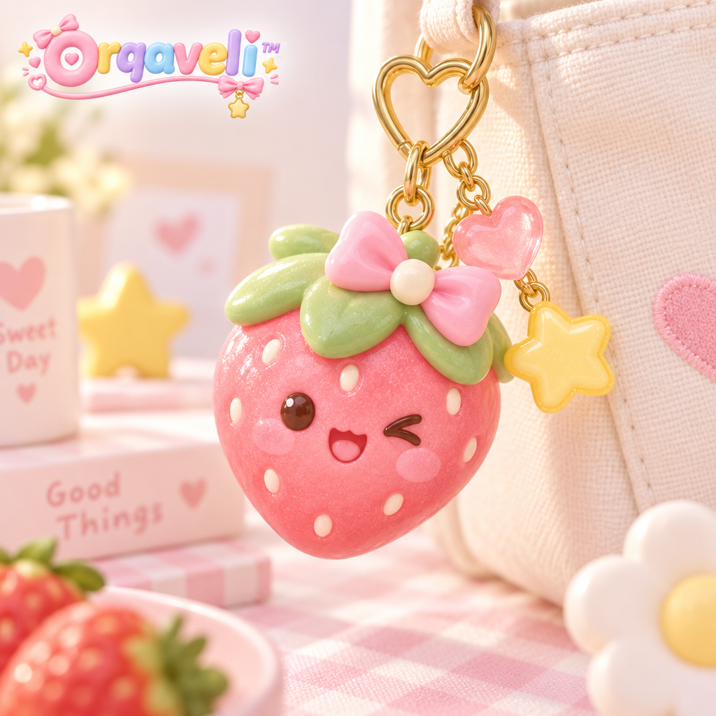 Orqaveli™ Sweet Wink Strawberry Bag Charm &amp; Keychain