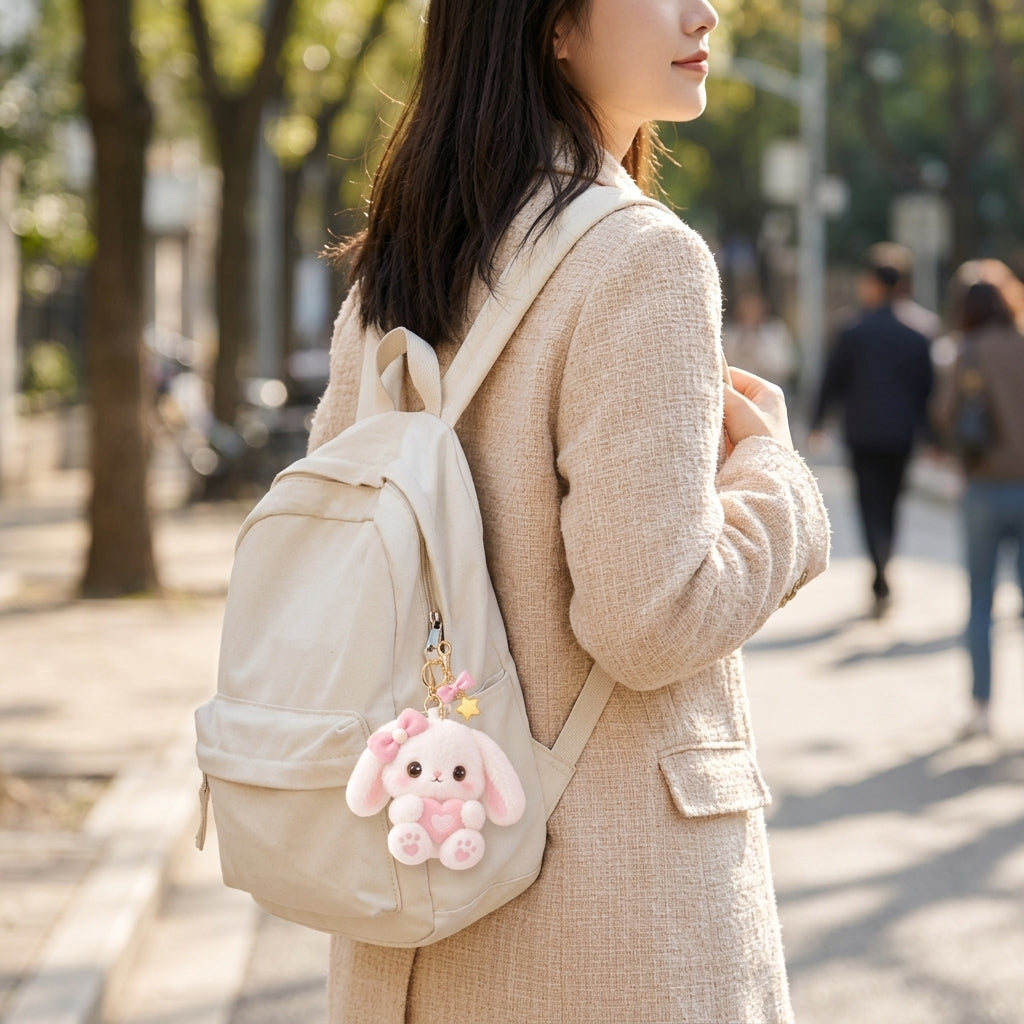 Orqaveli™ Fluffy Sweetheart Bunny Plush Keychain &amp; Bag Charm