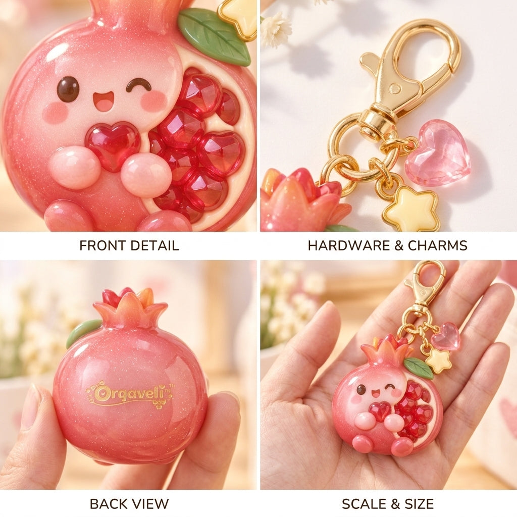 Orqaveli™ Kawaii Sparkling Pomegranate Keychain &amp; Bag Charm