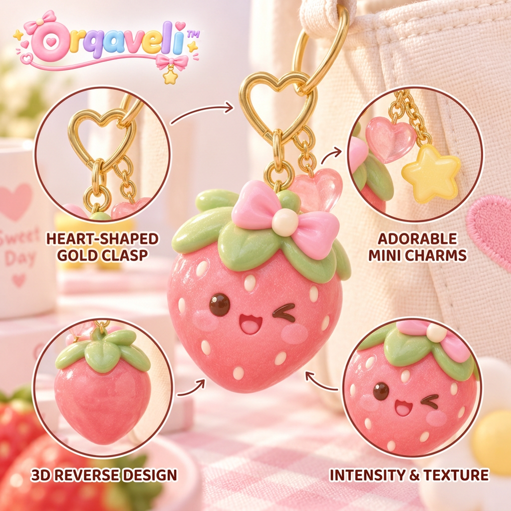 Orqaveli™ Sweet Wink Strawberry Bag Charm &amp; Keychain